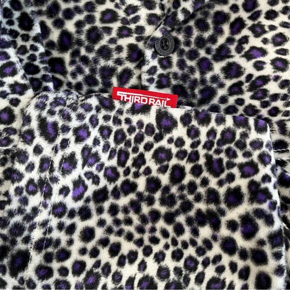 Third Rail Vintage Plush Fleece Longline Leopard Print Cozy Shacket Shirt Jacket - Picture 14 of 16